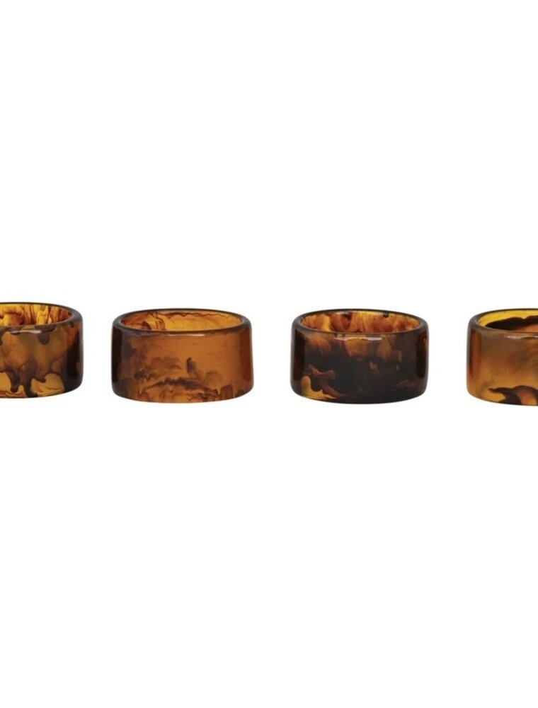 At The Table Set of 4 Tortoise Shell Napkin Rings