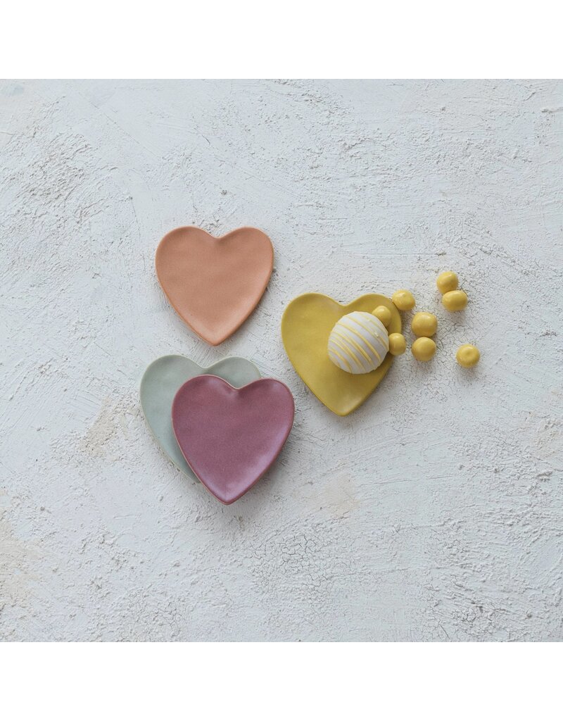 Happy House Stoneware Heart Shaped Dish, 4-Colors, EACH