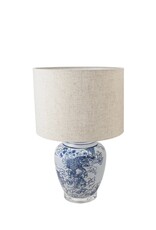 Dapper Home Blue & White Ceramic Table Lamp w/Linen Shade