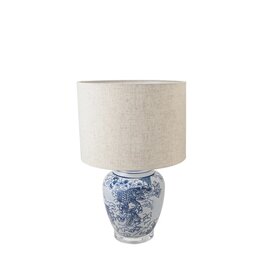 Dapper Home Blue & White Ceramic Table Lamp w/Linen Shade