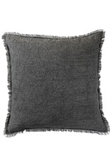 Daily Routines 20" Square Stonewashed Linen Pillow w/ Fringe, Grey