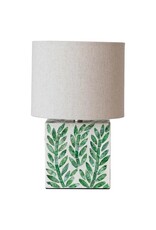 Magpie Green & White Mother of Pearl Botanical Pattern Lamp