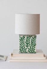 Magpie Green & White Mother of Pearl Botanical Pattern Lamp