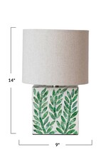 Magpie Green & White Mother of Pearl Botanical Pattern Lamp