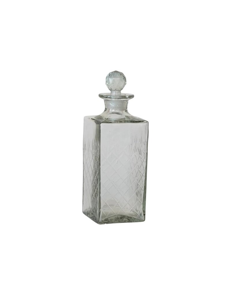 Bistro 30 oz. Square Etched Glass Decanter w/ Glass Stopper
