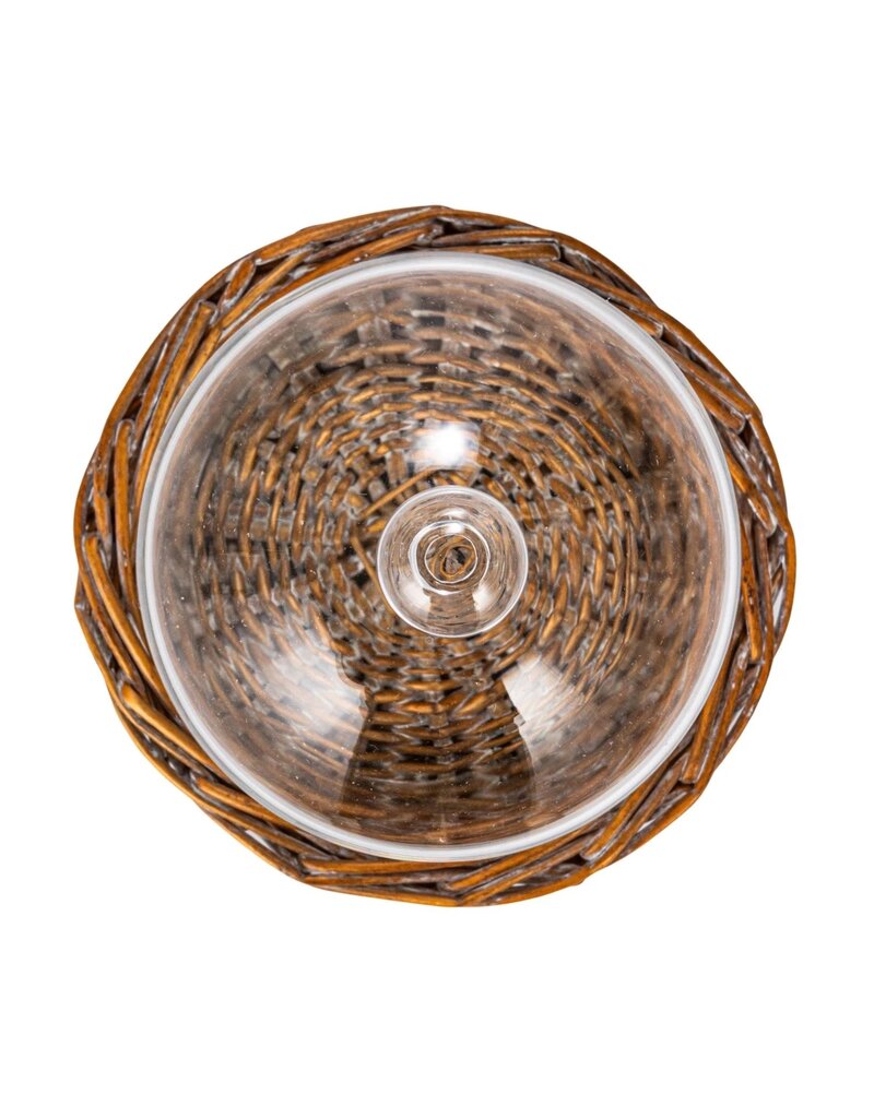 Rustic Country Glass Cloche w/ Woven Willow Base