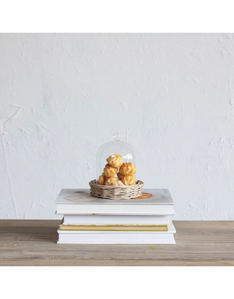 Rustic Country Glass Cloche w/ Woven Willow Base