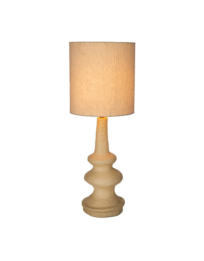 Shoreline Handmade Paper Mache Table Lamp w/ Cotton Shade & Swivel Neck