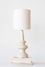 Shoreline Handmade Paper Mache Table Lamp w/ Cotton Shade & Swivel Neck