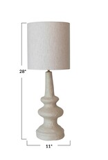 Shoreline Handmade Paper Mache Table Lamp w/ Cotton Shade & Swivel Neck