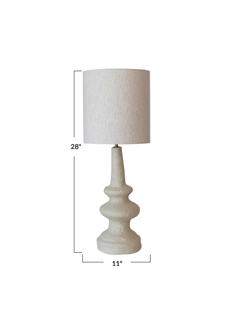 Shoreline Handmade Paper Mache Table Lamp w/ Cotton Shade & Swivel Neck