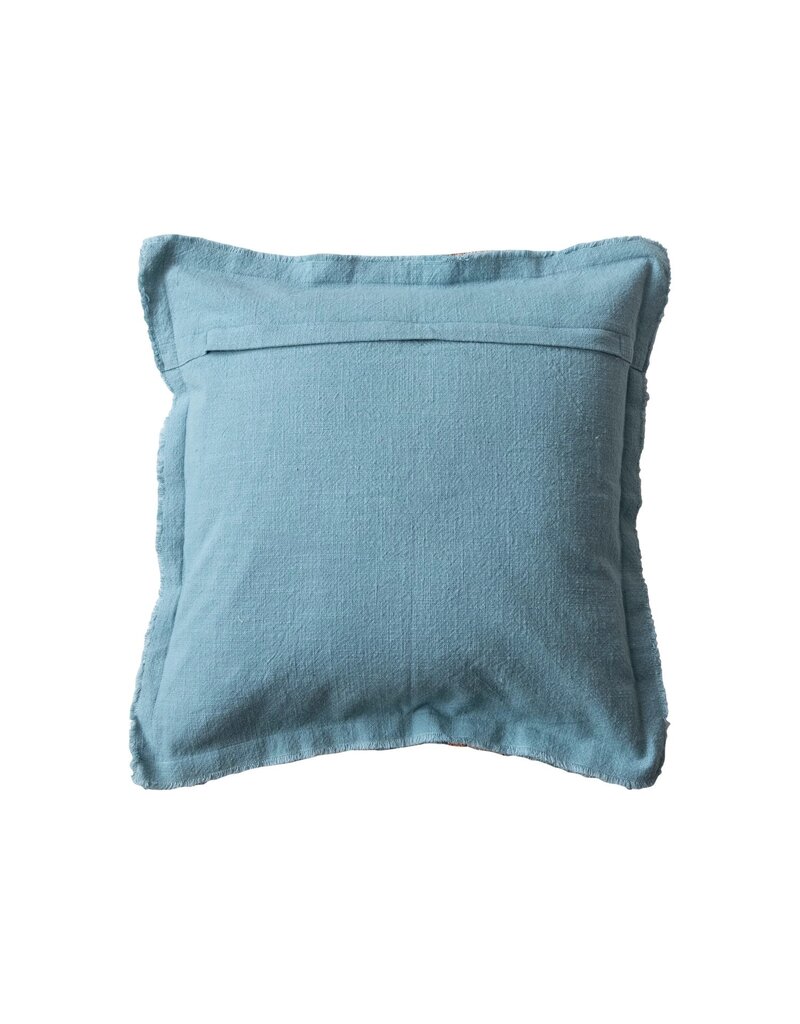 Rustic Country 20" Square Blue & Beige Striped Linen Pillow