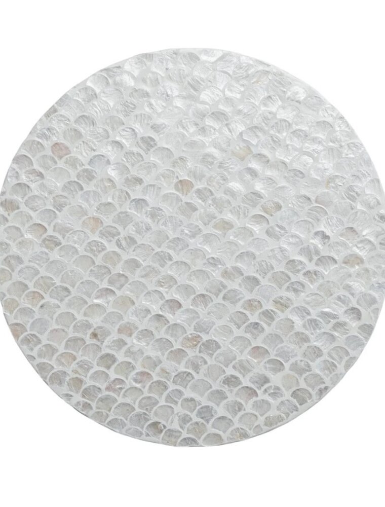 Mineral & Sand Capiz Lay Susan, White