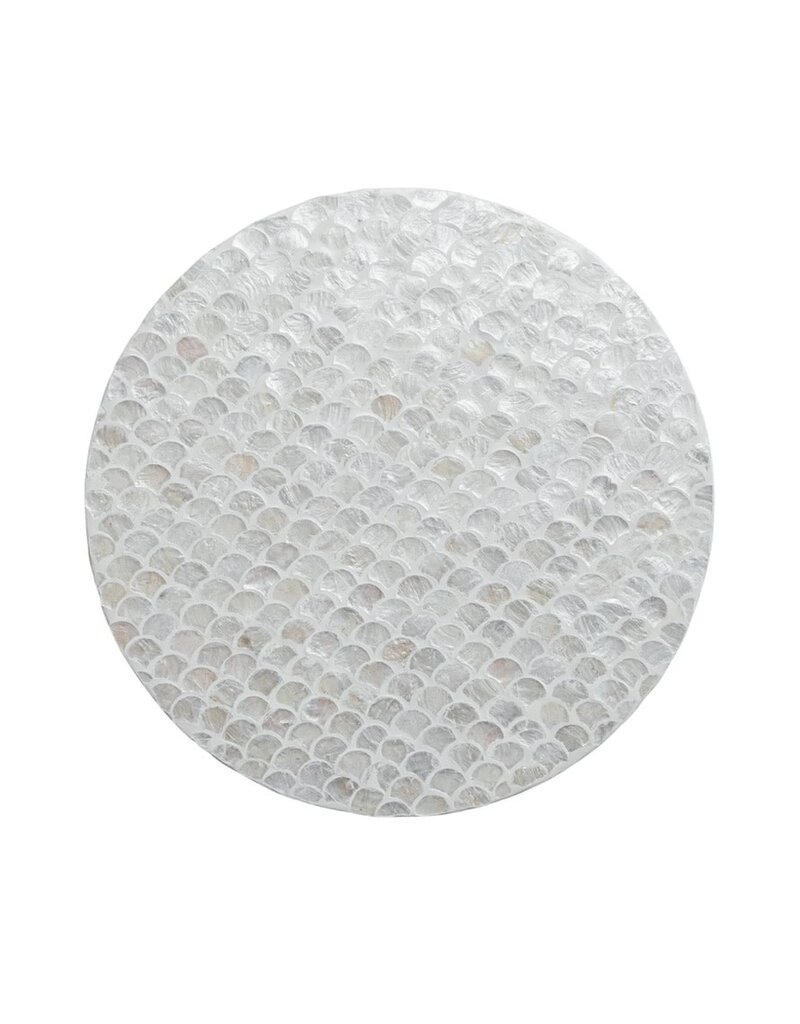 Mineral & Sand Capiz Lay Susan, White