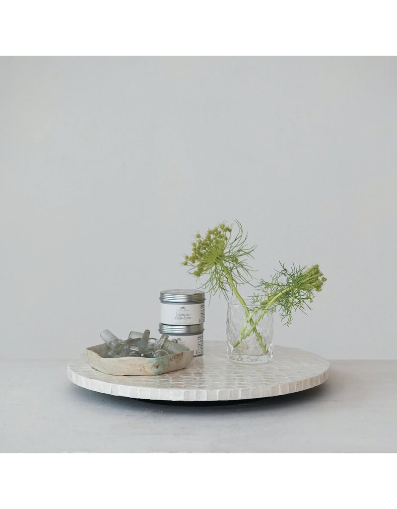 Mineral & Sand Capiz Lay Susan, White
