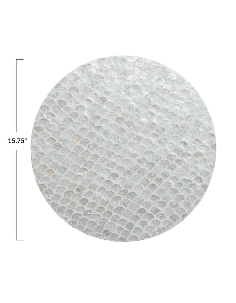 Mineral & Sand Capiz Lay Susan, White