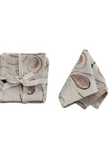 Shoreline Cotton & Linen Oyster Pattern Cocktail Napkins, Set of 4