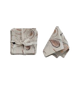 Shoreline Cotton & Linen Oyster Pattern Cocktail Napkins, Set of 4