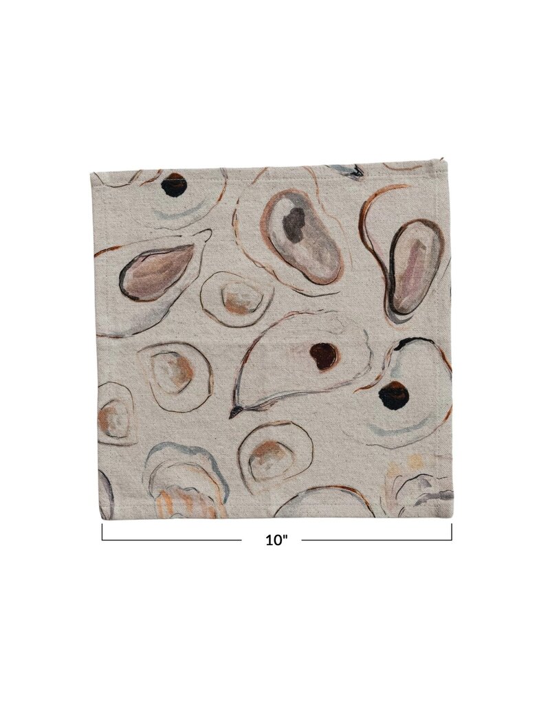 Shoreline Cotton & Linen Oyster Pattern Cocktail Napkins, Set of 4