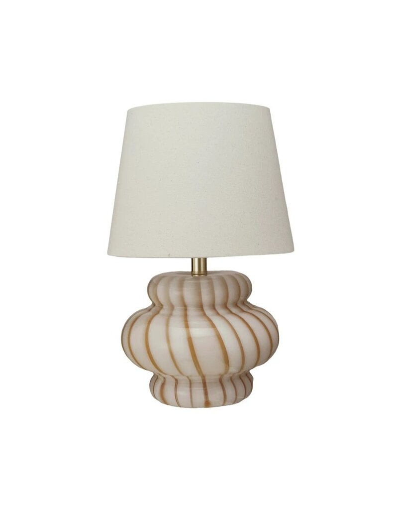 Bistro Yellow & White Stripe, Hand-Blown Art Glass Lamp