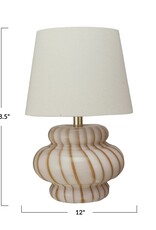 Bistro Yellow & White Stripe, Hand-Blown Art Glass Lamp