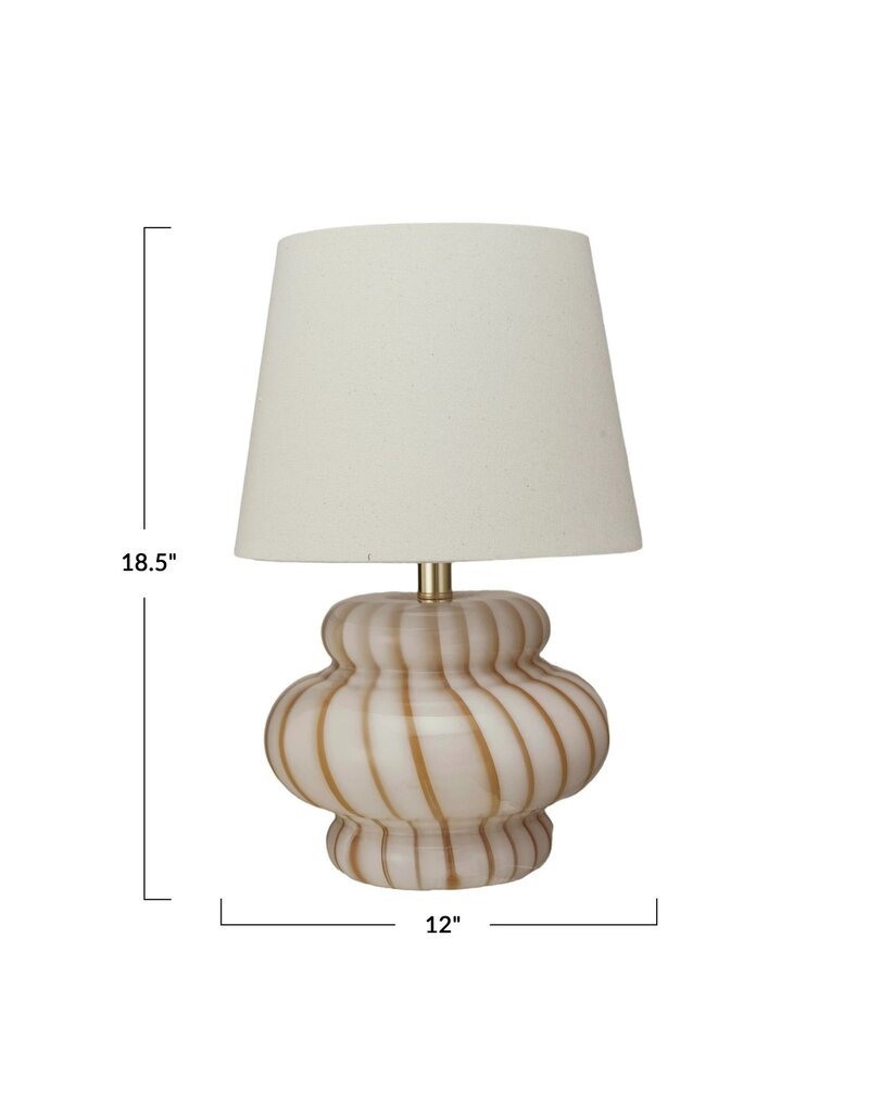 Bistro Yellow & White Stripe, Hand-Blown Art Glass Lamp