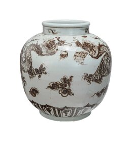 Dapper Home Hand-Painted Porcelain Vintage Reproduction Vase w/ Dragons