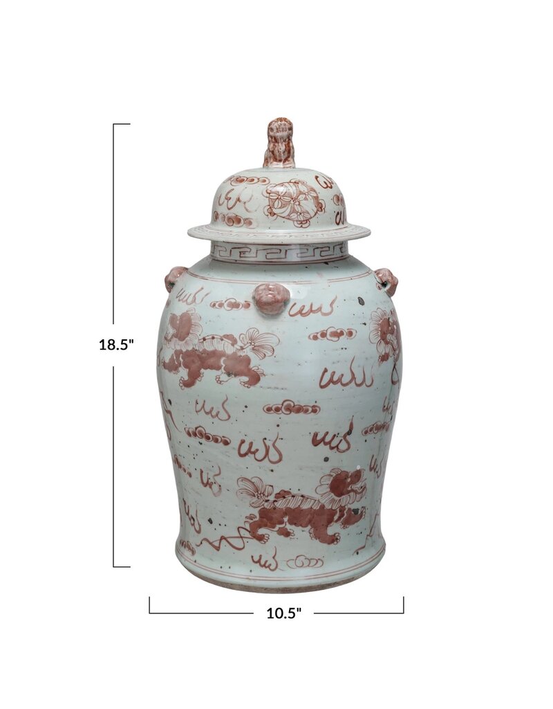 Dapper Home Hand-Painted Porcelain Vintage Reproduction Ginger Jar