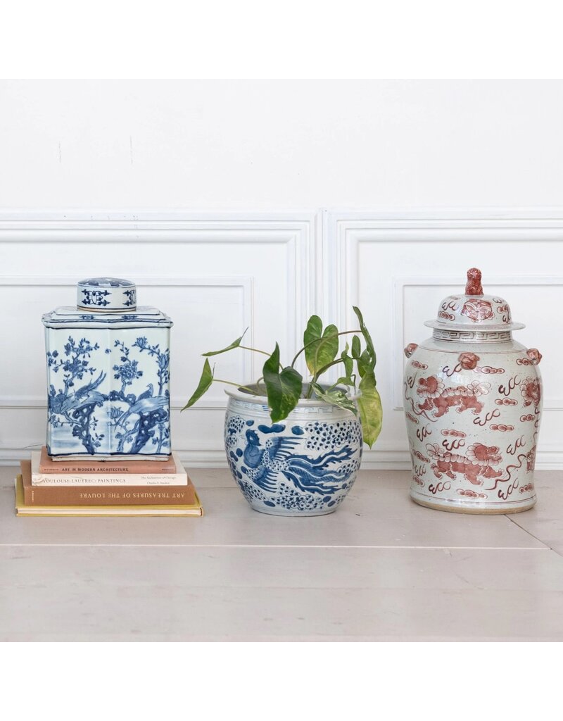 Dapper Home Hand-Painted Porcelain Vintage Reproduction Ginger Jar