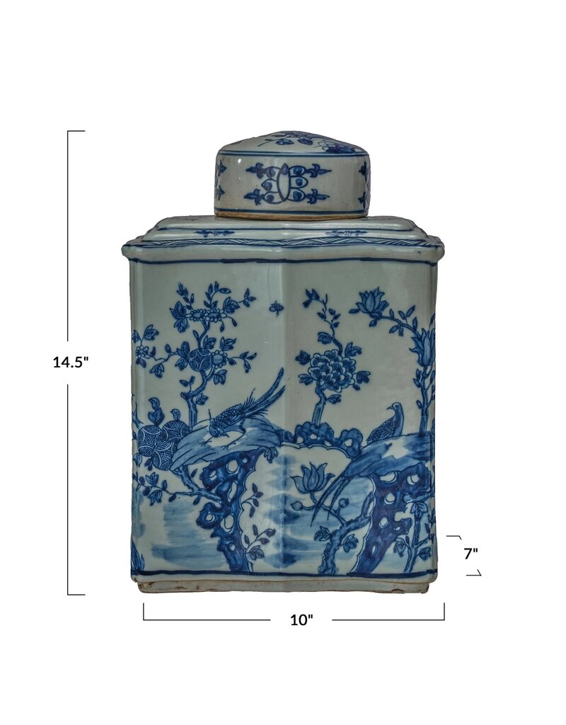 Dapper Home Hand-Painted Porcelain Vintage Reproduction Ginger Jar