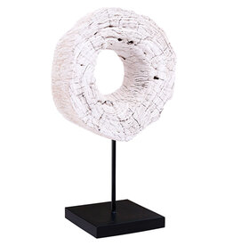 Atlier Home Round Decor White Teak on Base