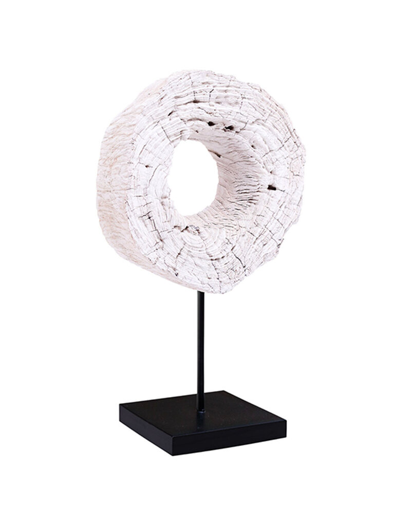 Atlier Home Round Decor White Teak on Base