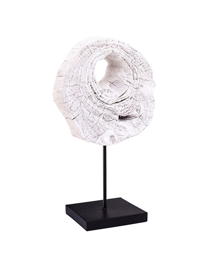 Atlier Home Round Decor White Teak on Base