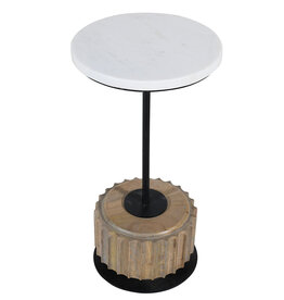 Atlier Home Artemis Martini Table w/Marble, Light Tobacco