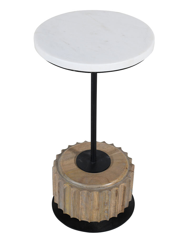 Atlier Home Artemis Martini Table w/Marble, Light Tobacco