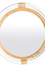 Marina 35" Marina Round Rattan Mirror, White