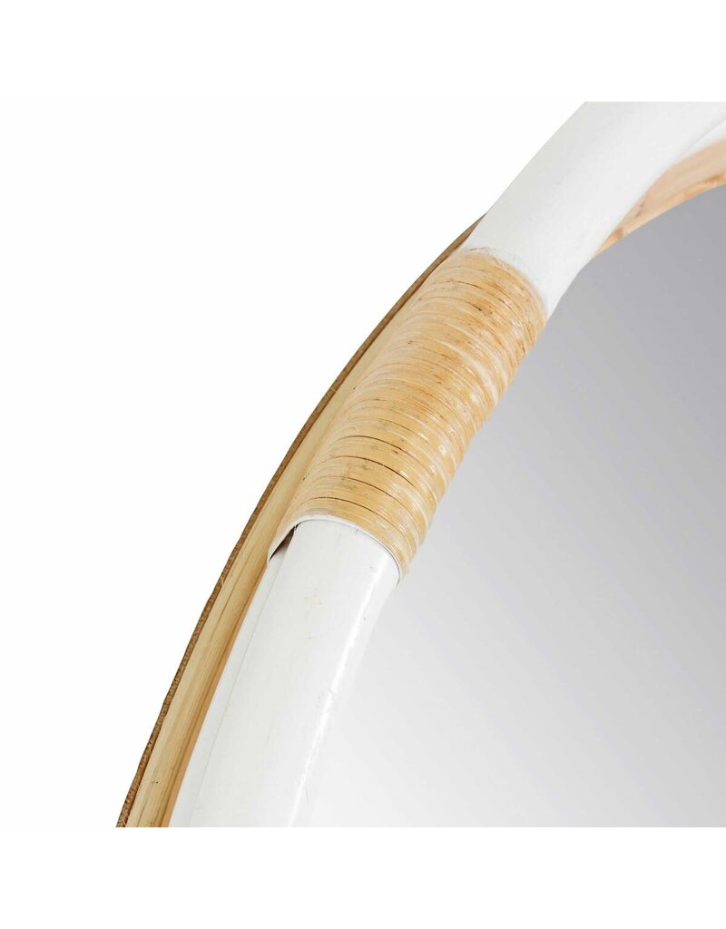 Marina 35" Marina Round Rattan Mirror, White
