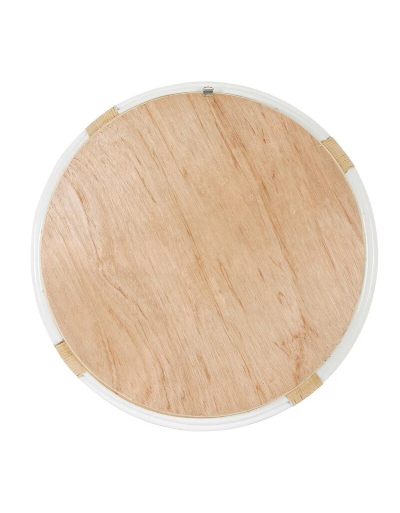 Marina 35" Marina Round Rattan Mirror, White