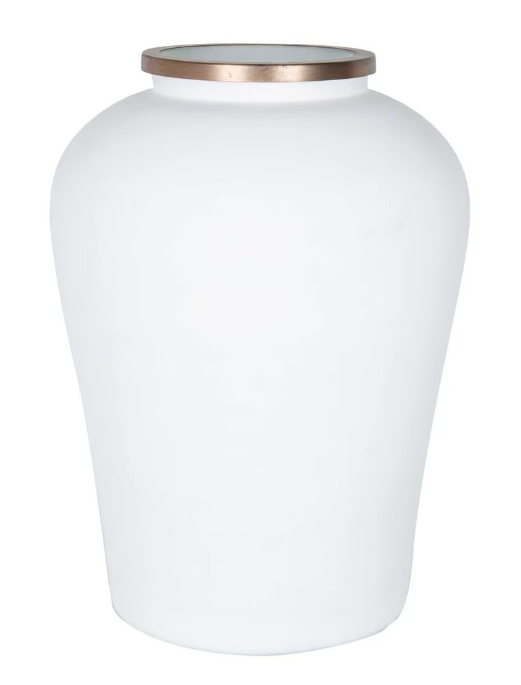 Ophelia Ophelia Tall Vase, White and Brass