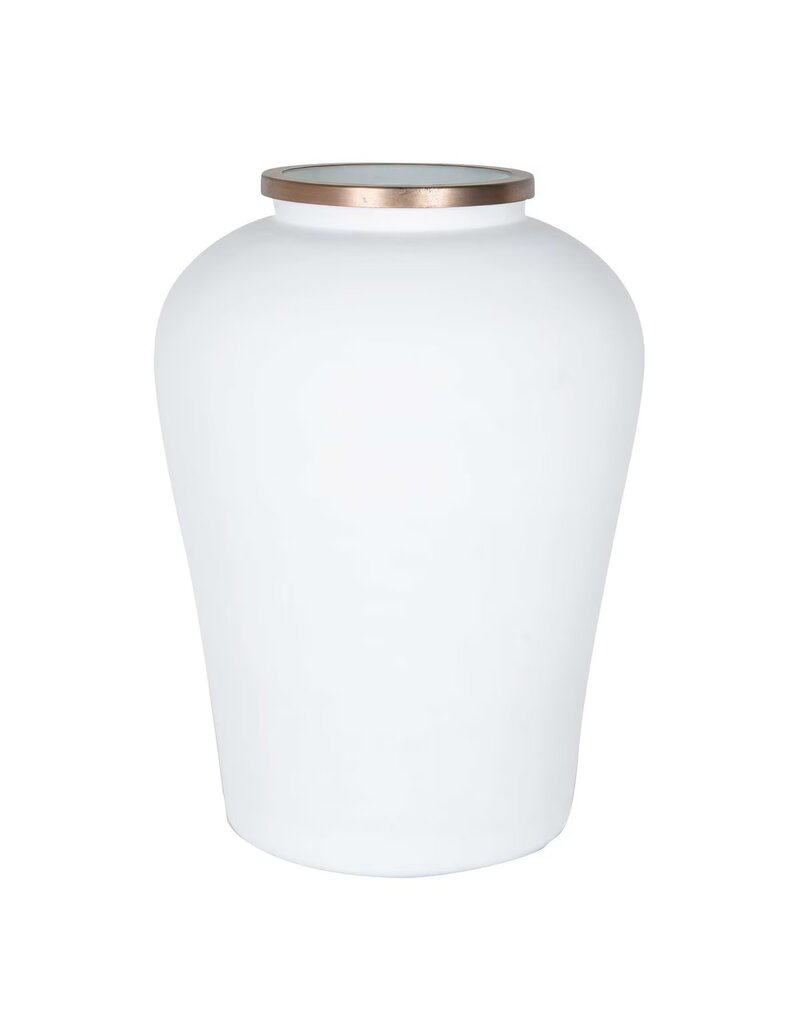 Ophelia Ophelia Tall Vase, White and Brass
