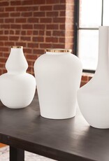 Ophelia Ophelia Tall Vase, White and Brass