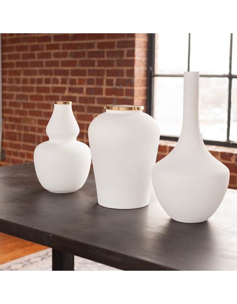 Ophelia Ophelia Tall Vase, White and Brass