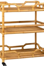 Napali Napali Rattan Rolling Bar Cart, Natural