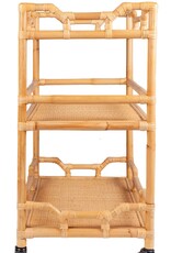 Napali Napali Rattan Rolling Bar Cart, Natural
