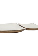 Enameled Large Enamel & Mango Square Bowl, White, EACH
