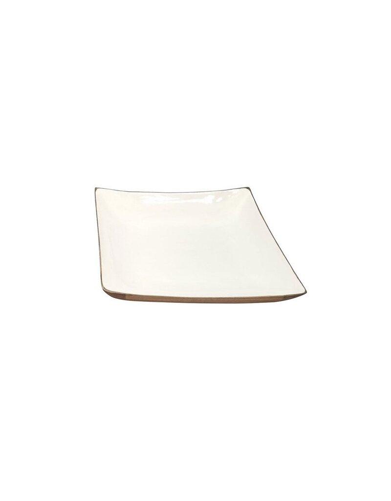 Enameled Small Enamel & Mango Square Bowl, White, EACH