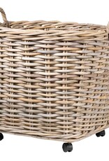 Mona Large Mona Round Rattan Storage Baskets with Wheels, EACH