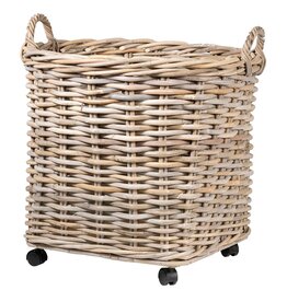 Mona Large Mona Round Rattan Storage Baskets with Wheels, EACH
