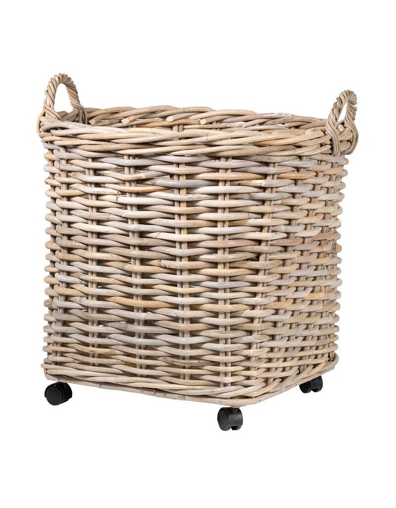 Mona Large Mona Round Rattan Storage Baskets with Wheels, EACH