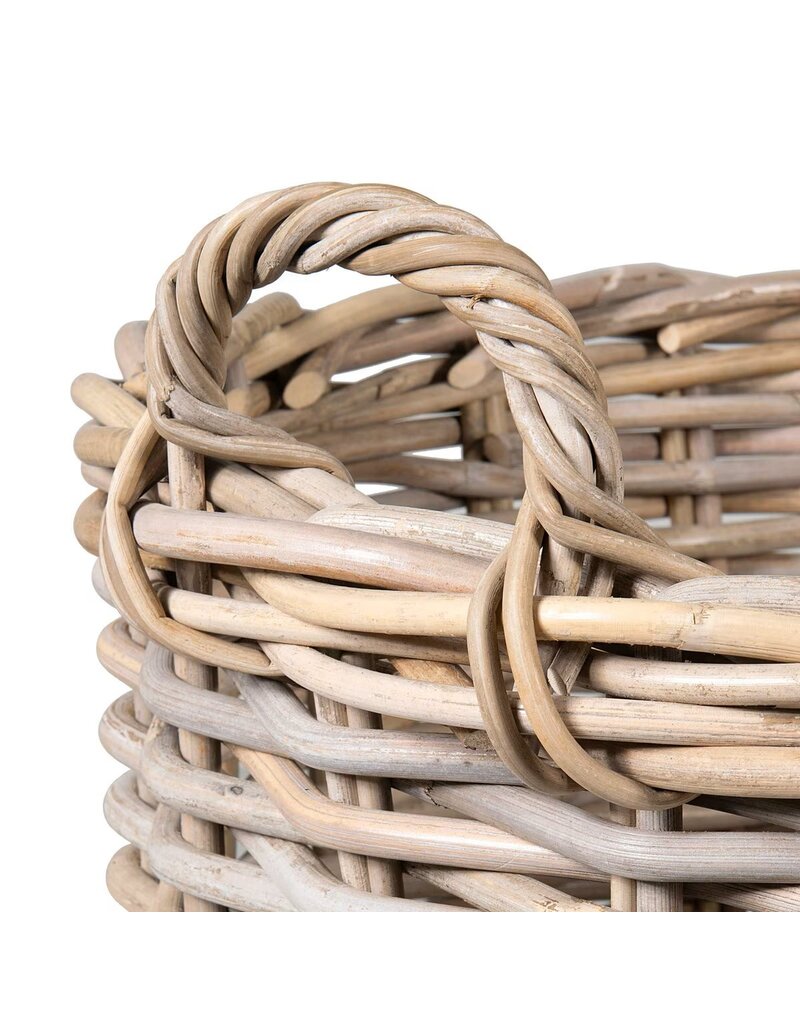 Mona Large Mona Round Rattan Storage Baskets with Wheels, EACH